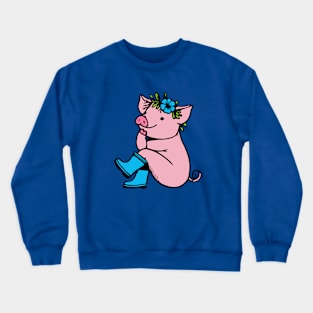 Pig in Rain Boots Crewneck Sweatshirt